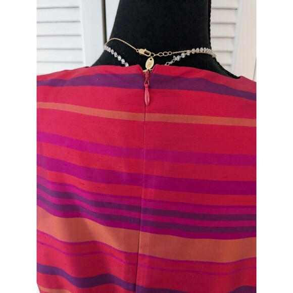 Jillian Jones Vtg Dress Women 16 Orange PurplePink 100% Silk Stripe Sheath Sleek - Picture 8 of 14